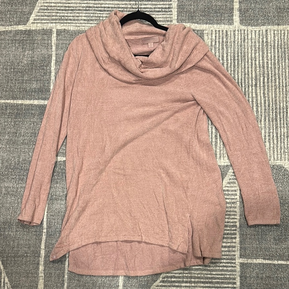 Barefoot Dreams Soft Pink Cowl Neck Sweater